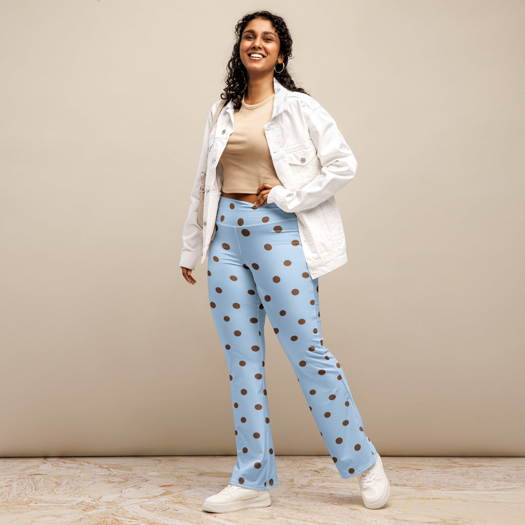Baby Blue Cocoa Polka Dot Flare Leggings