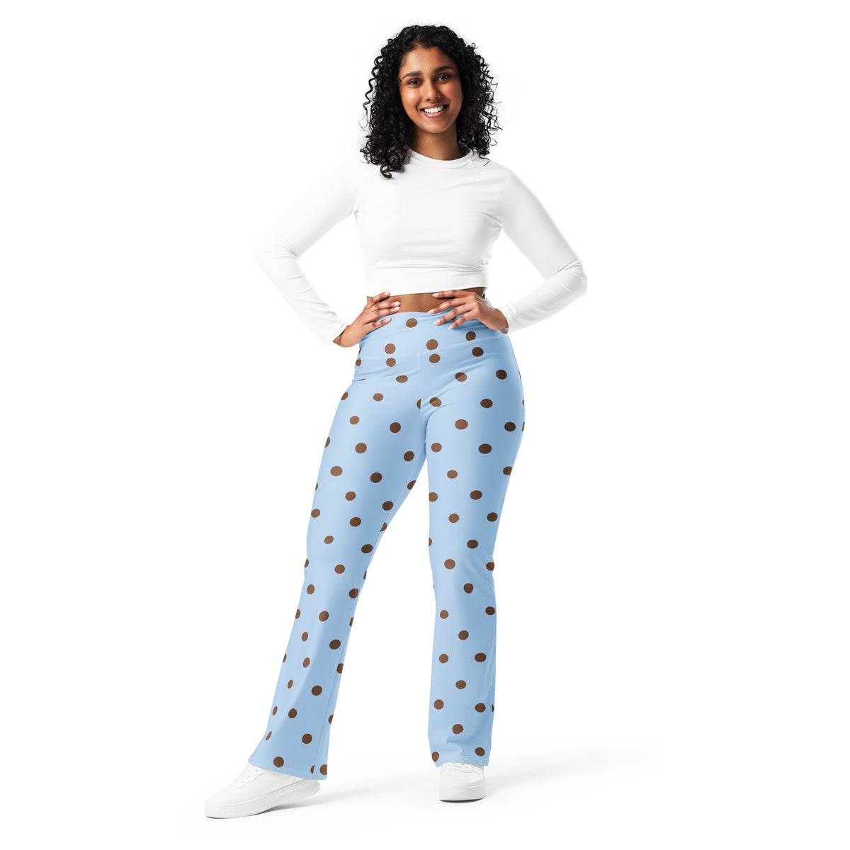 Baby Blue Cocoa Polka Dot Flare Leggings