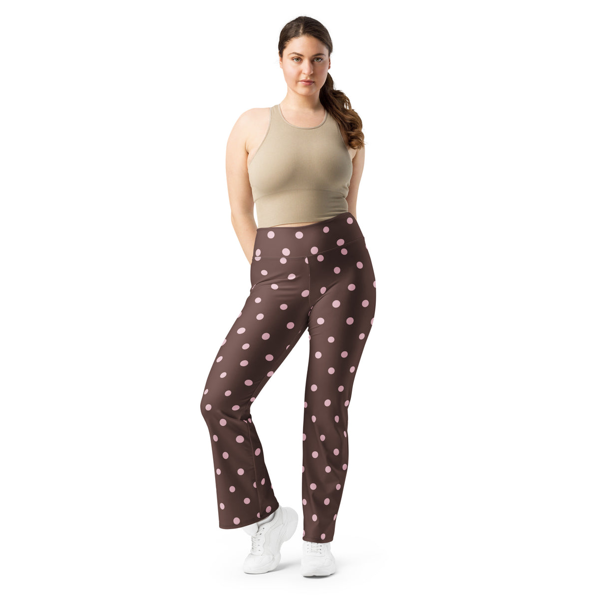 Cocoa Pink Polka Dot Flare Leggings