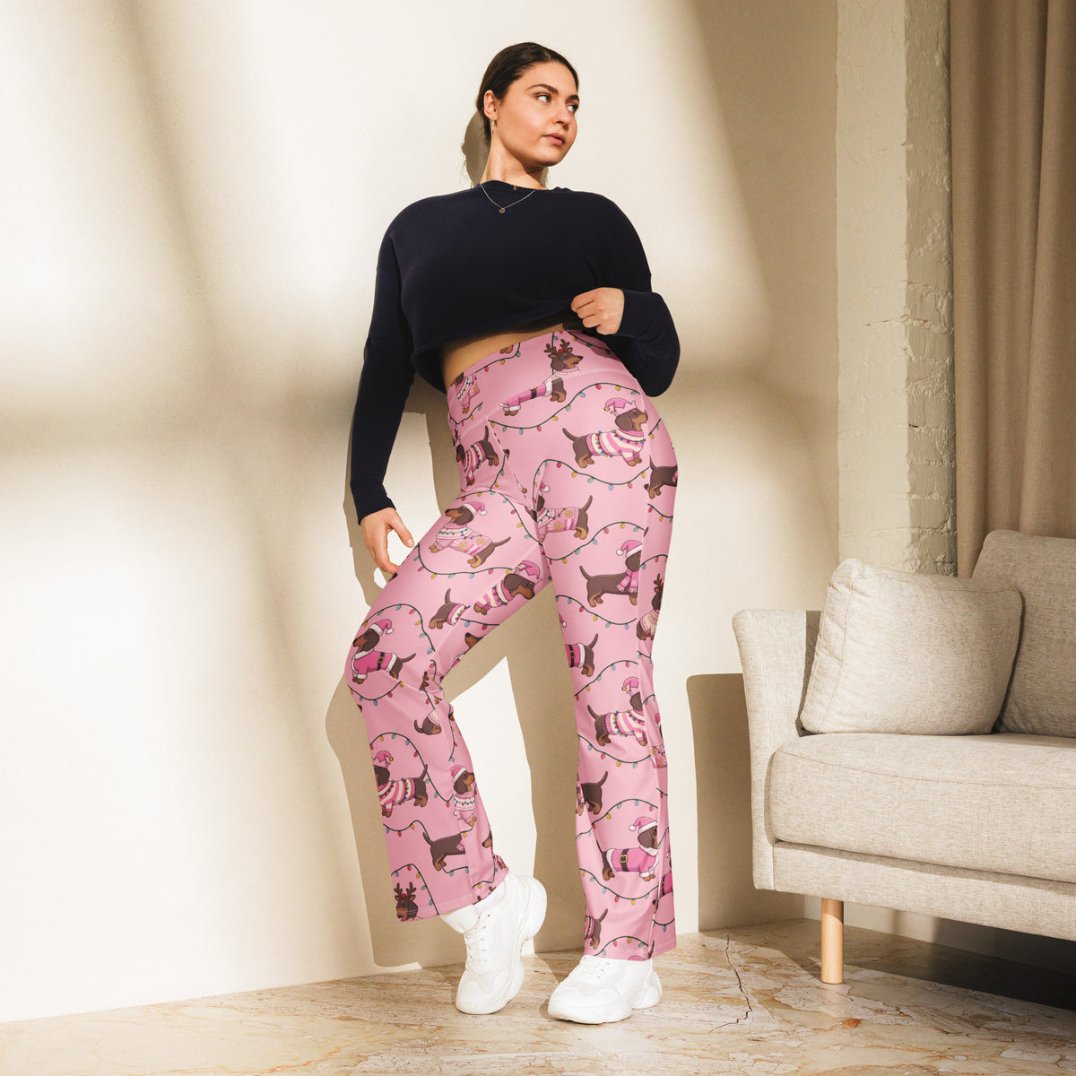 Deck The Dachshund Flare Leggings