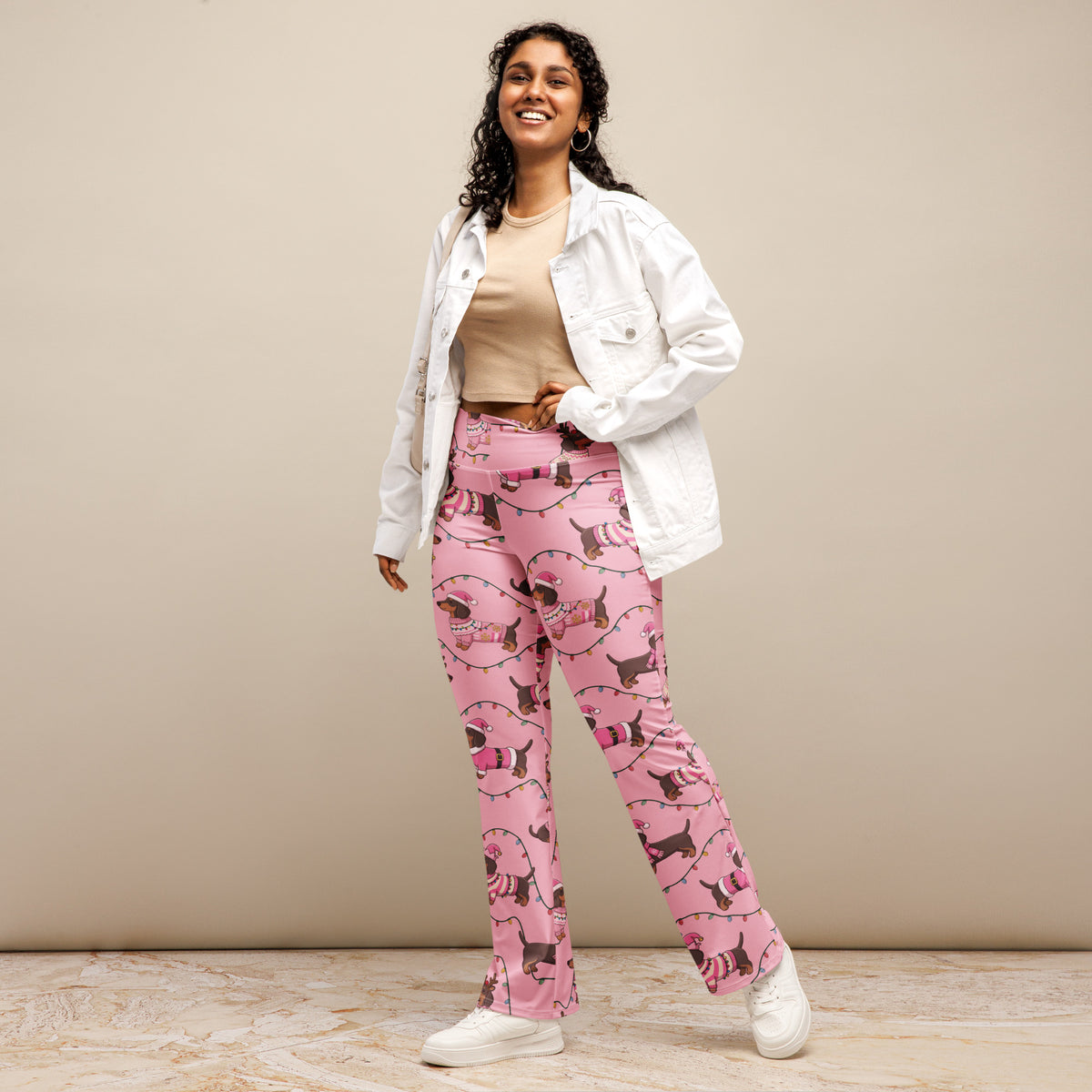 Deck The Dachshund Flare Leggings