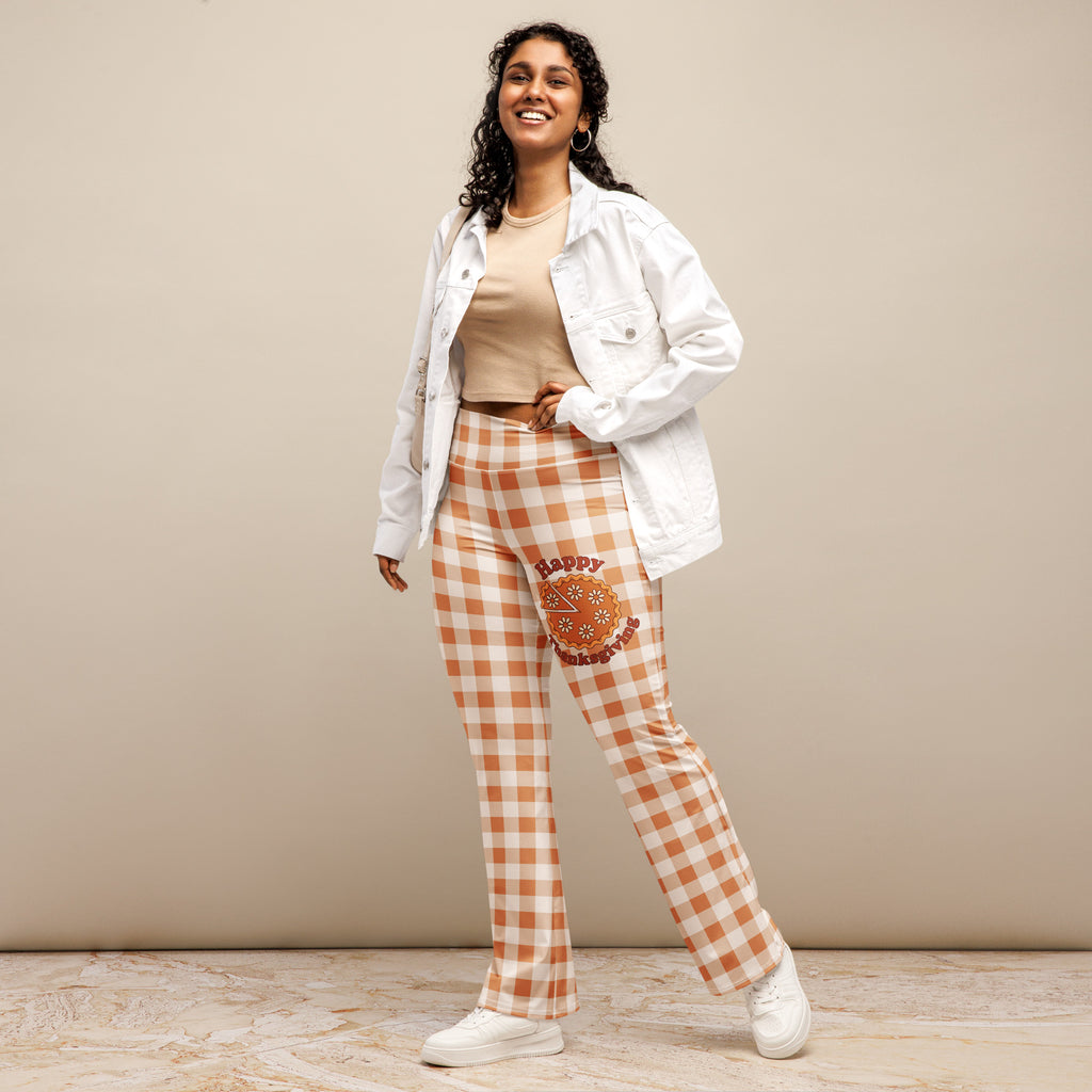 Pumpkin Pie Gingham Flare Leggings