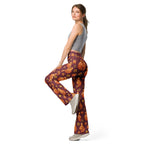 Printed Glitter Pumpkin Effect Flare Leggings