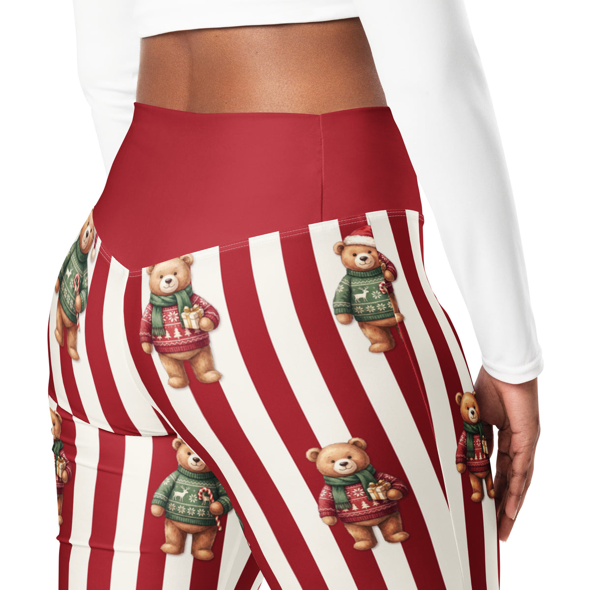 Christmas Sweater Teddy Bears Flare Leggings