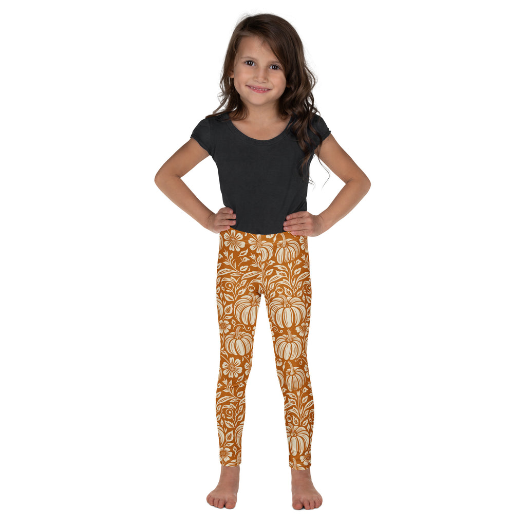 Thanksgiving Pumpkin Floral Kid's Leggings