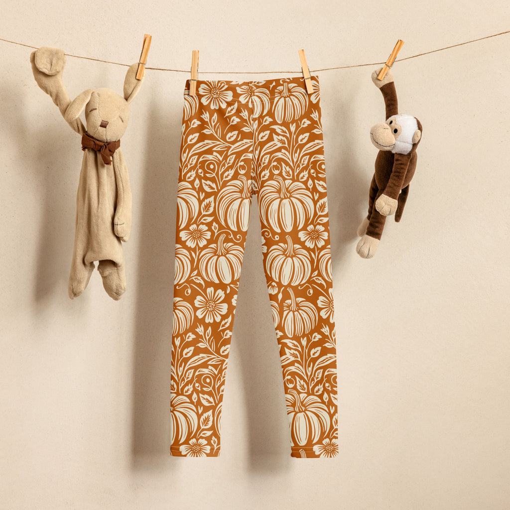 Thanksgiving Pumpkin Floral Kid's Leggings