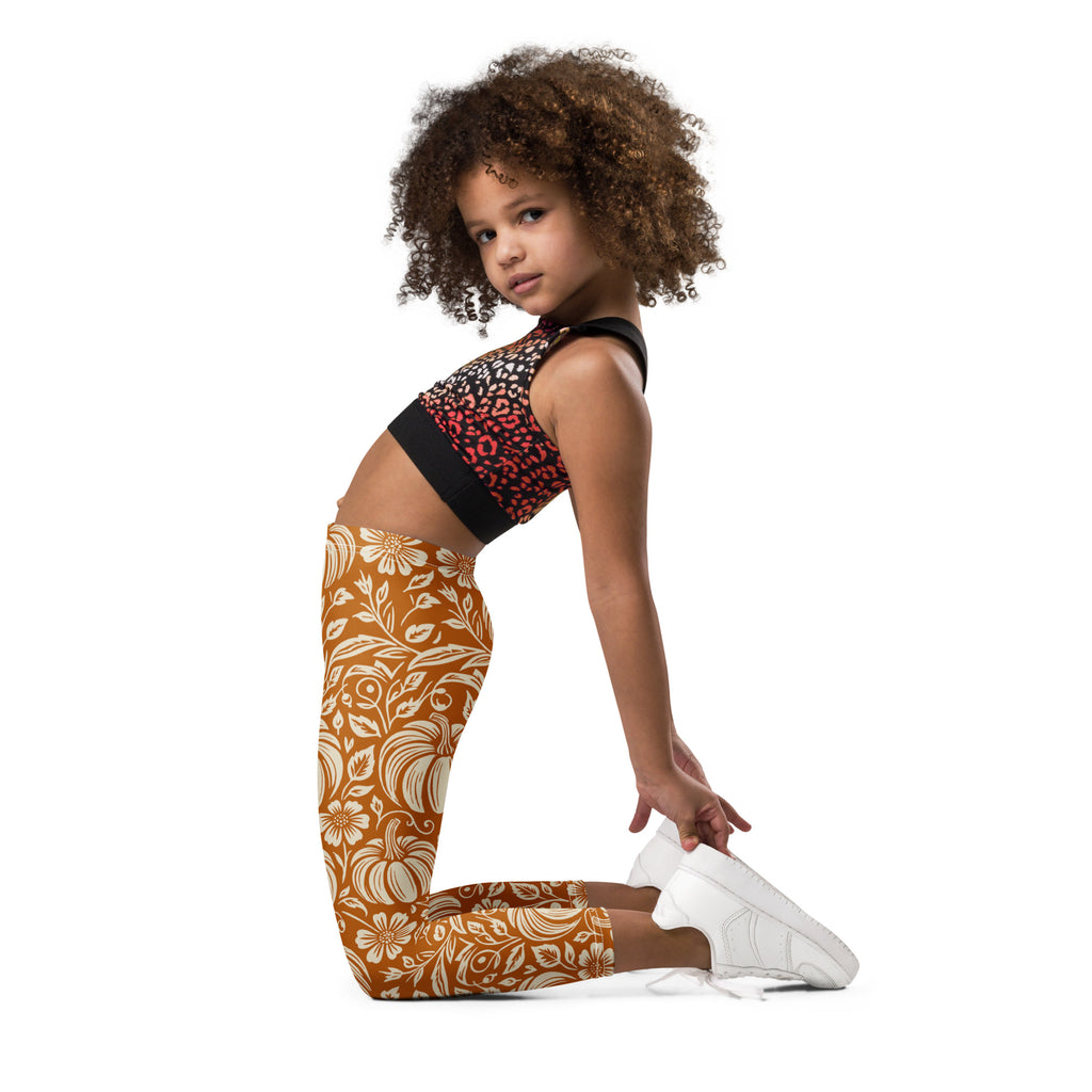 Thanksgiving Pumpkin Floral Kid's Leggings