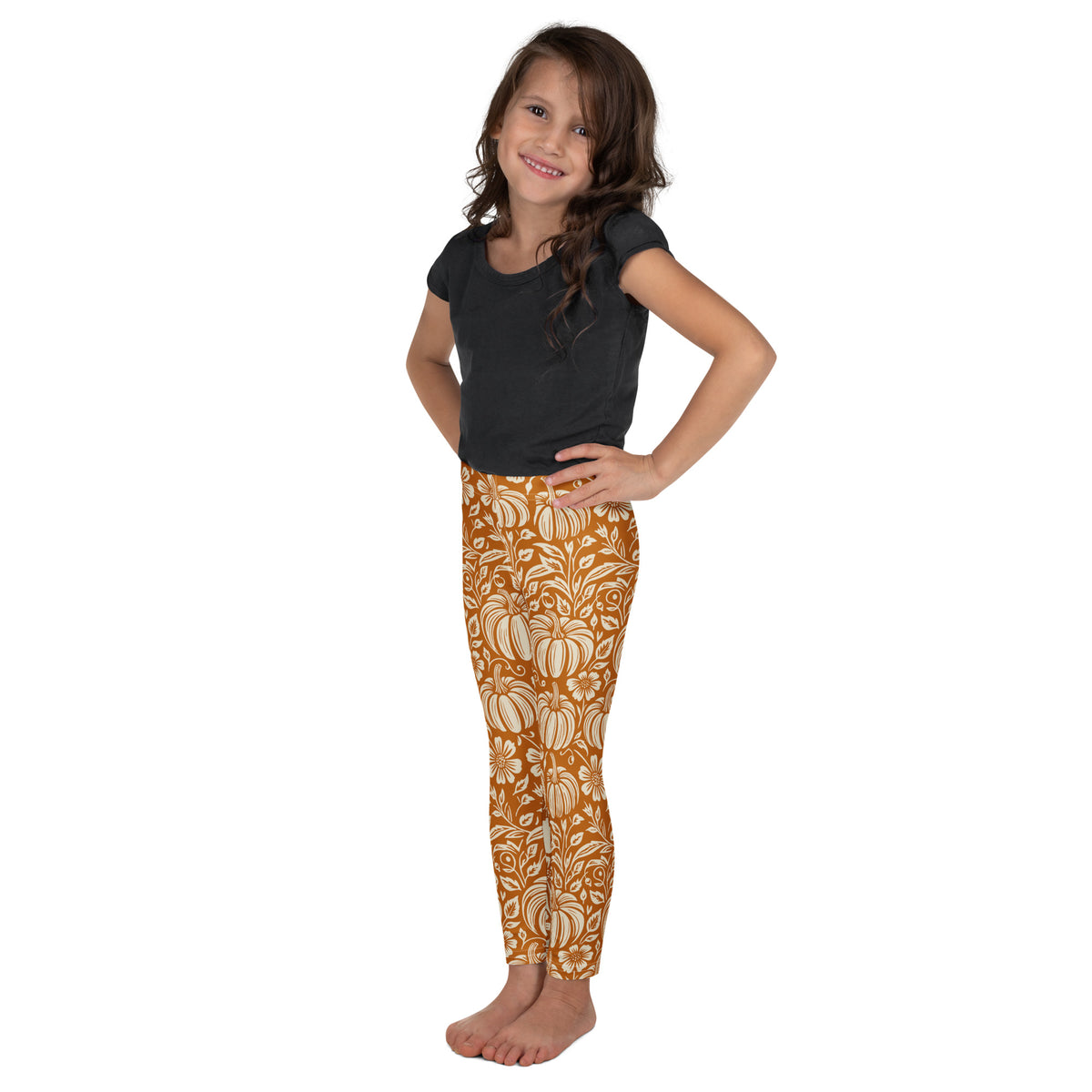 Thanksgiving Pumpkin Floral Kid's Leggings