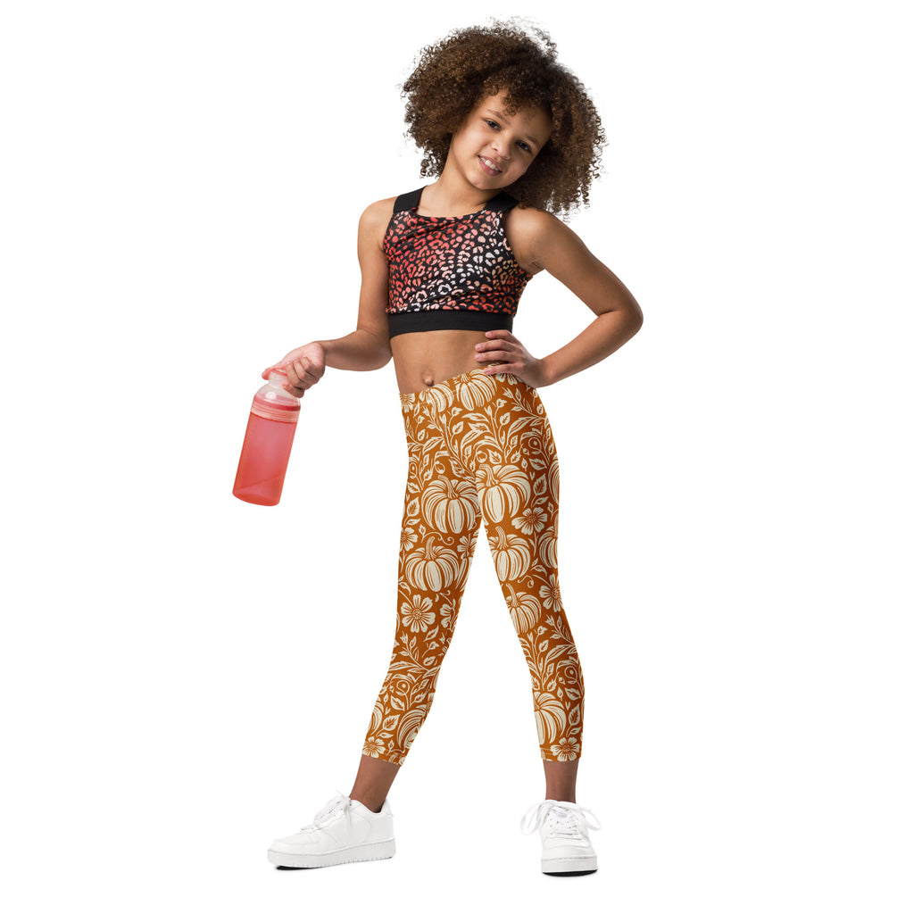 Thanksgiving Pumpkin Floral Kid's Leggings