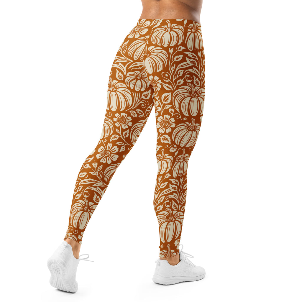Thanksgiving Pumpkin Floral Leggings