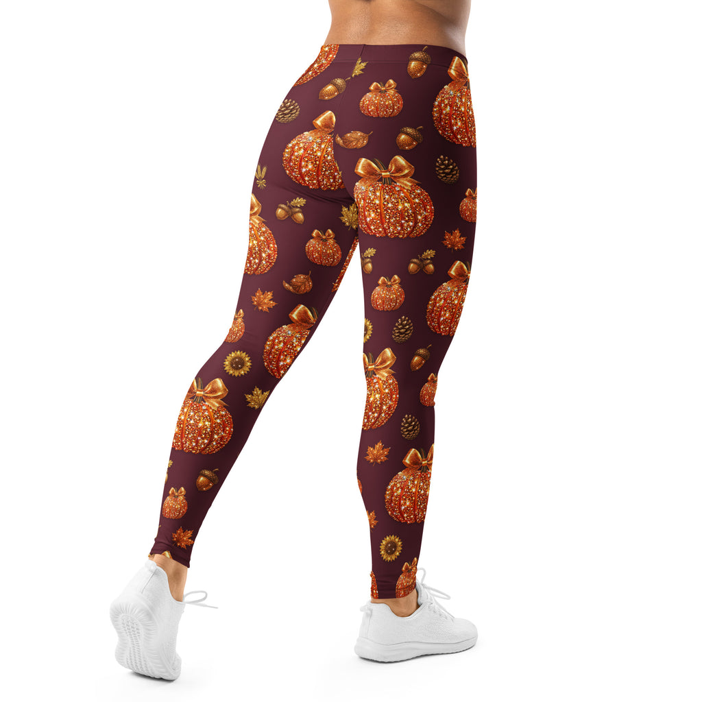 Printed Glitter Pumpkin Effect Leggings