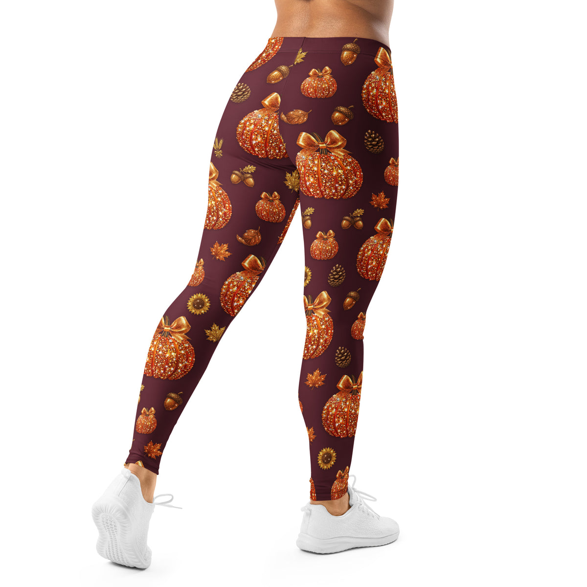 Printed Glitter Pumpkin Effect Leggings
