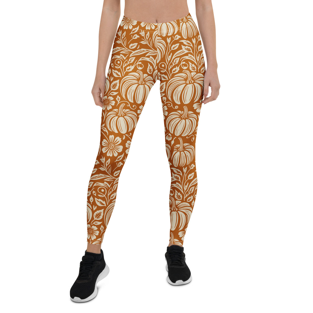 Thanksgiving Pumpkin Floral Leggings