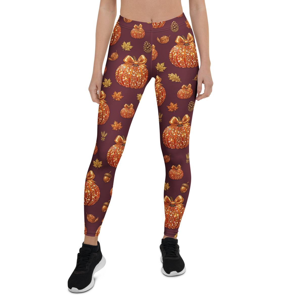 Printed Glitter Pumpkin Effect Leggings