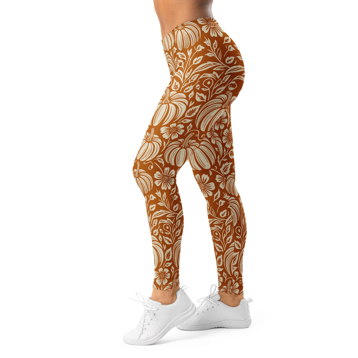 Thanksgiving Pumpkin Floral Leggings