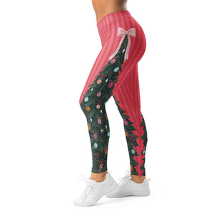 Pink Bow Christmas Tree Leggings