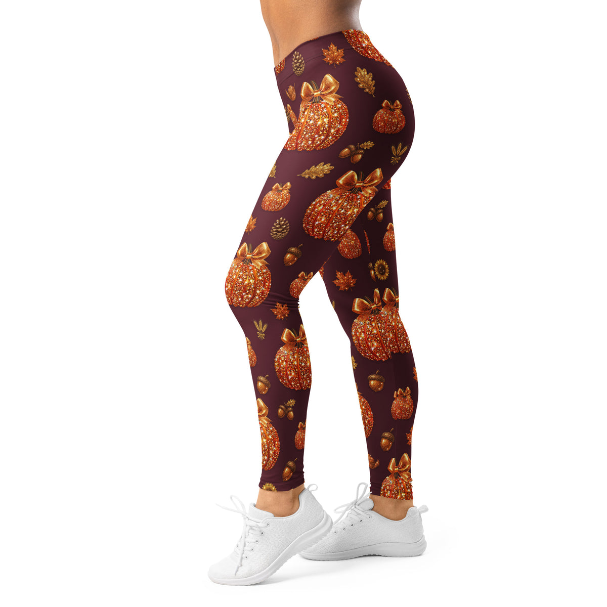 Printed Glitter Pumpkin Effect Leggings