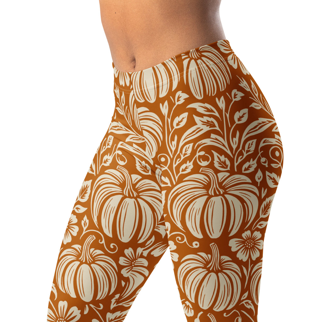 Thanksgiving Pumpkin Floral Leggings
