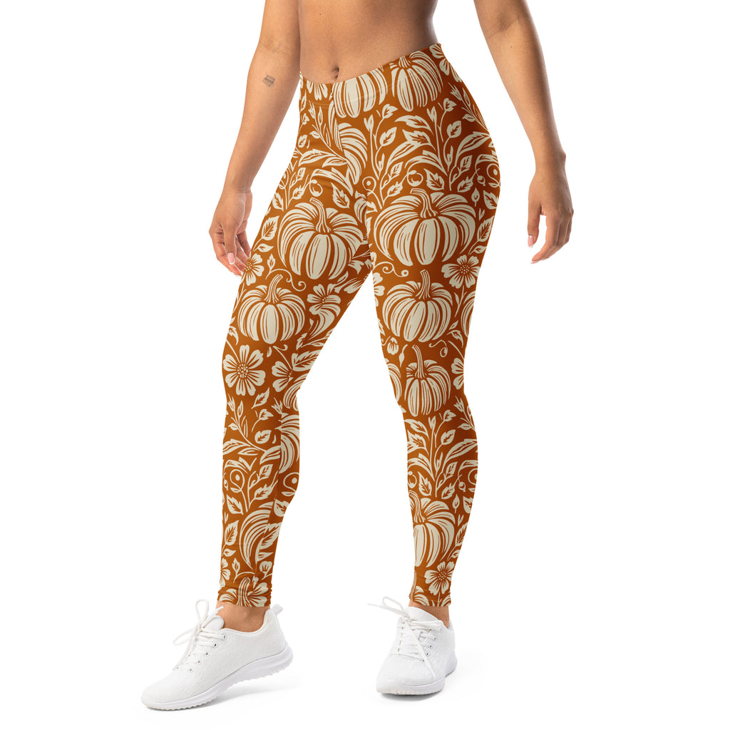 Thanksgiving Pumpkin Floral Leggings