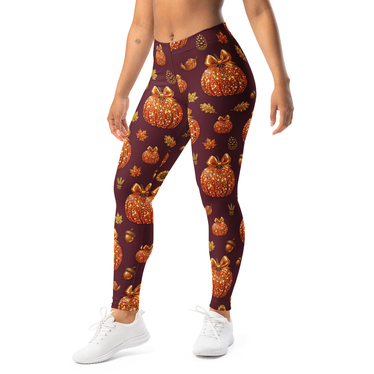 Printed Glitter Pumpkin Effect Leggings