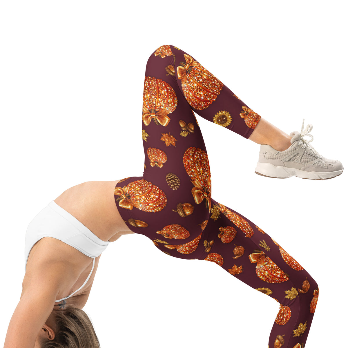 Printed Glitter Pumpkin Effect Leggings