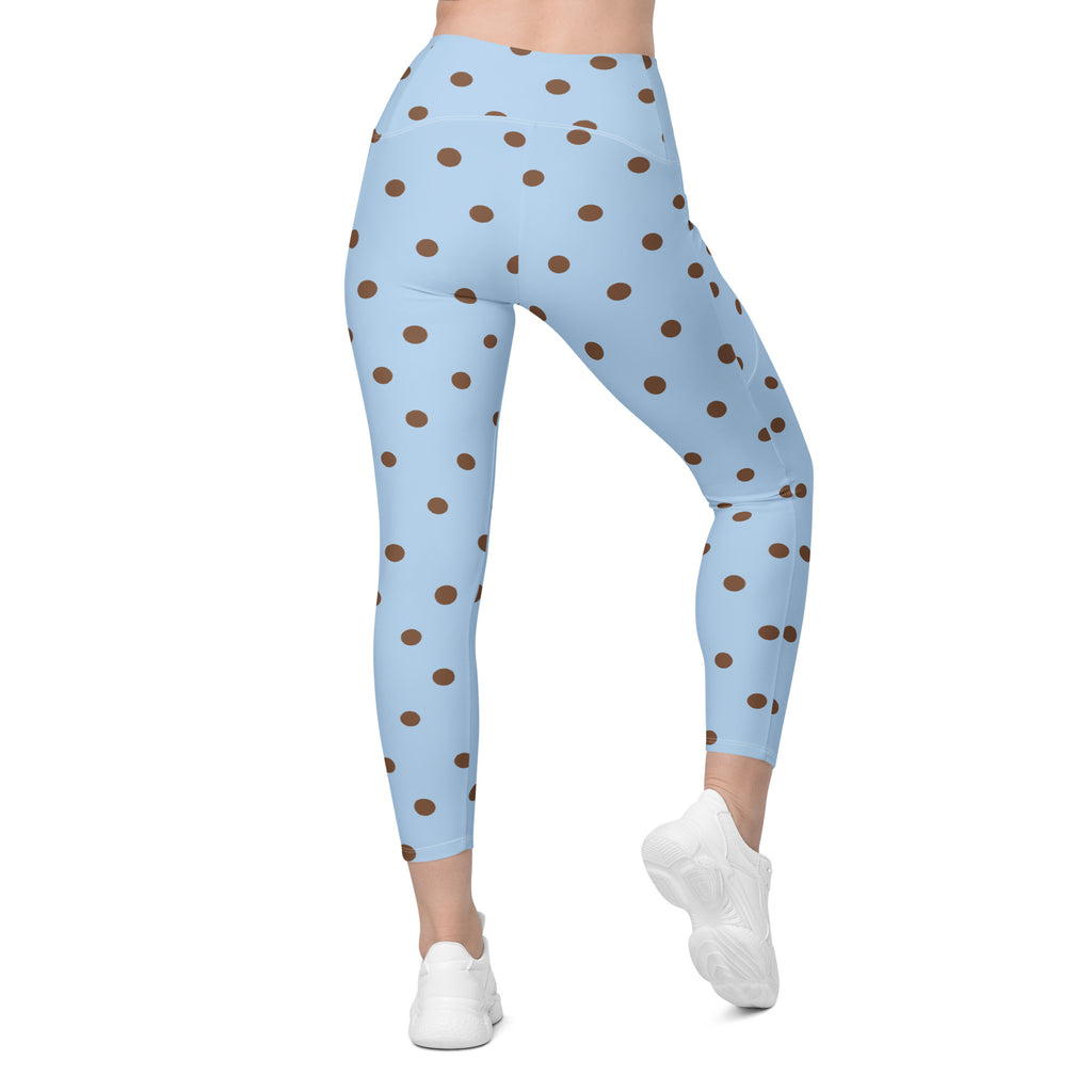 Baby Blue Cocoa Polka Dot Leggings With Pockets