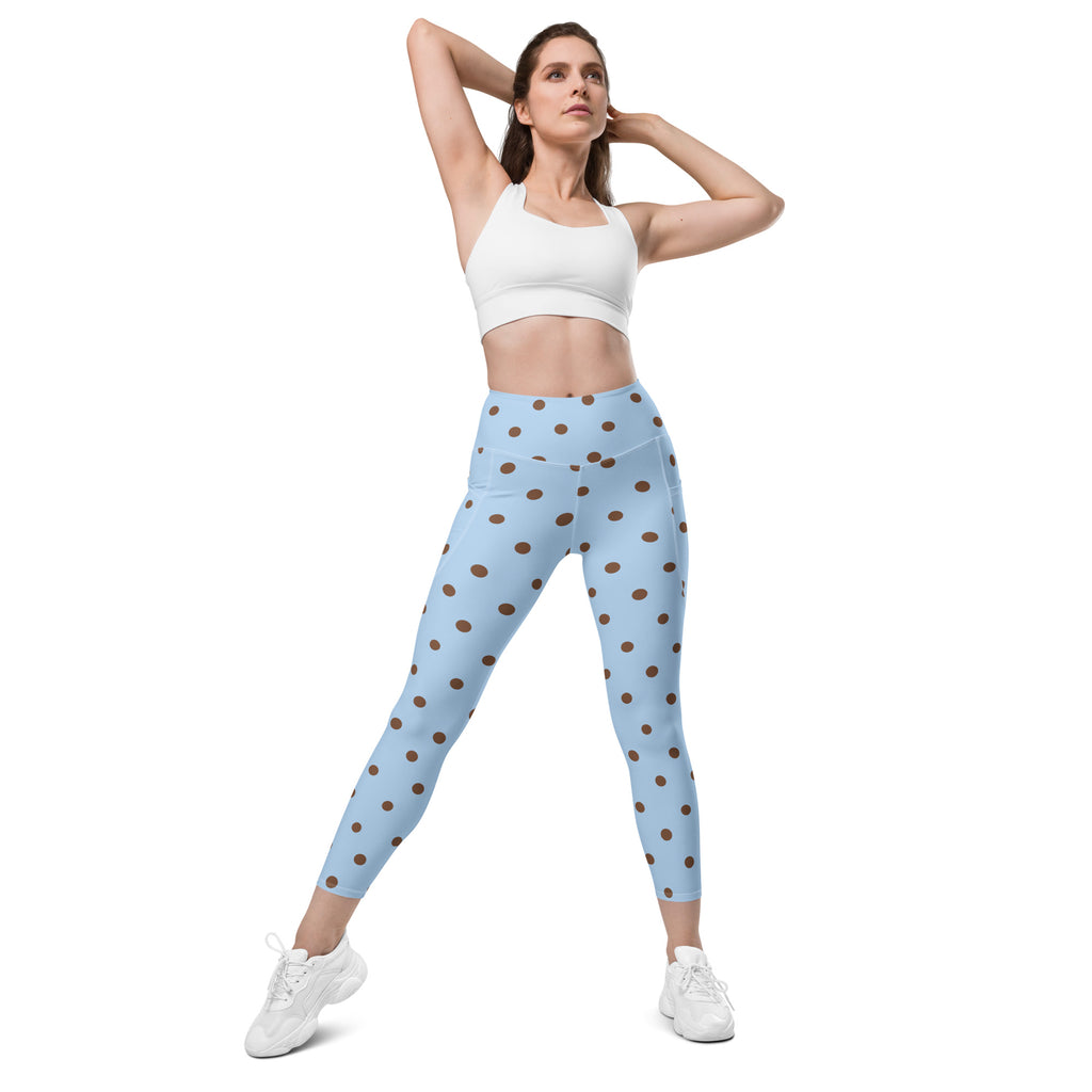 Baby Blue Cocoa Polka Dot Leggings With Pockets