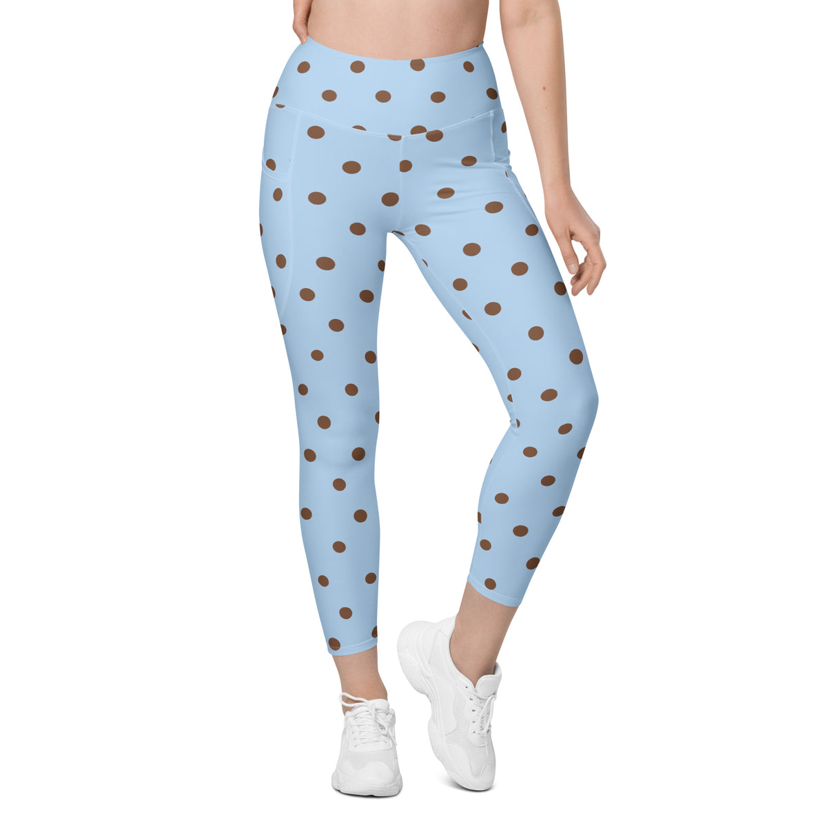 Baby Blue Cocoa Polka Dot Leggings With Pockets