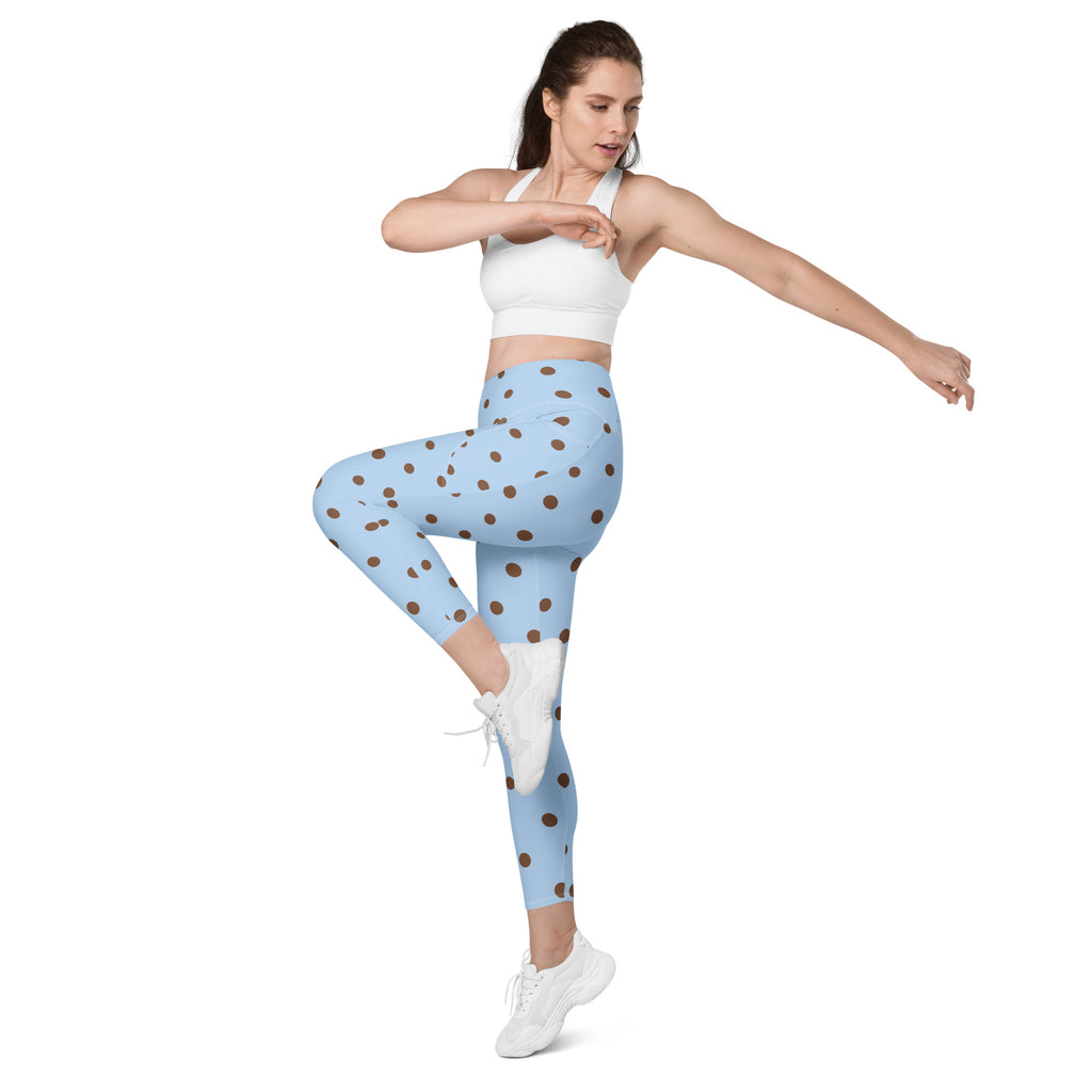Baby Blue Cocoa Polka Dot Leggings With Pockets