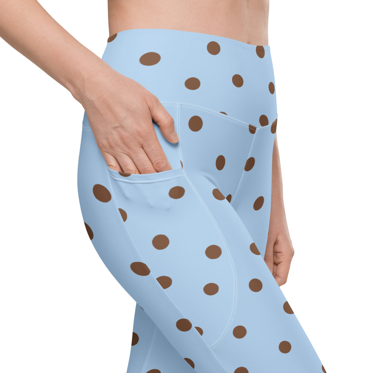 Baby Blue Cocoa Polka Dot Leggings With Pockets