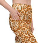 Thanksgiving Pumpkin Floral Leggings With Pockets