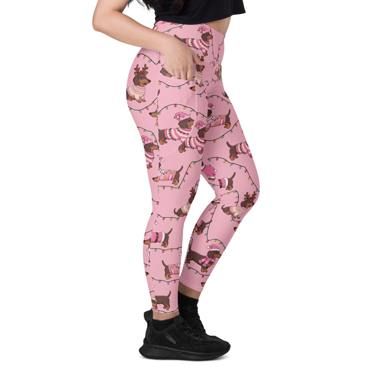 Deck The Dachshund Leggings With Pockets