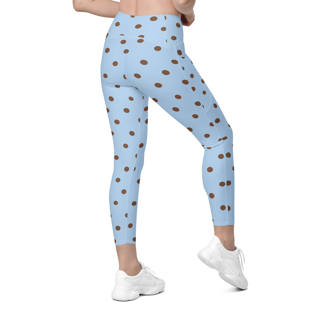Baby Blue Cocoa Polka Dot Leggings With Pockets