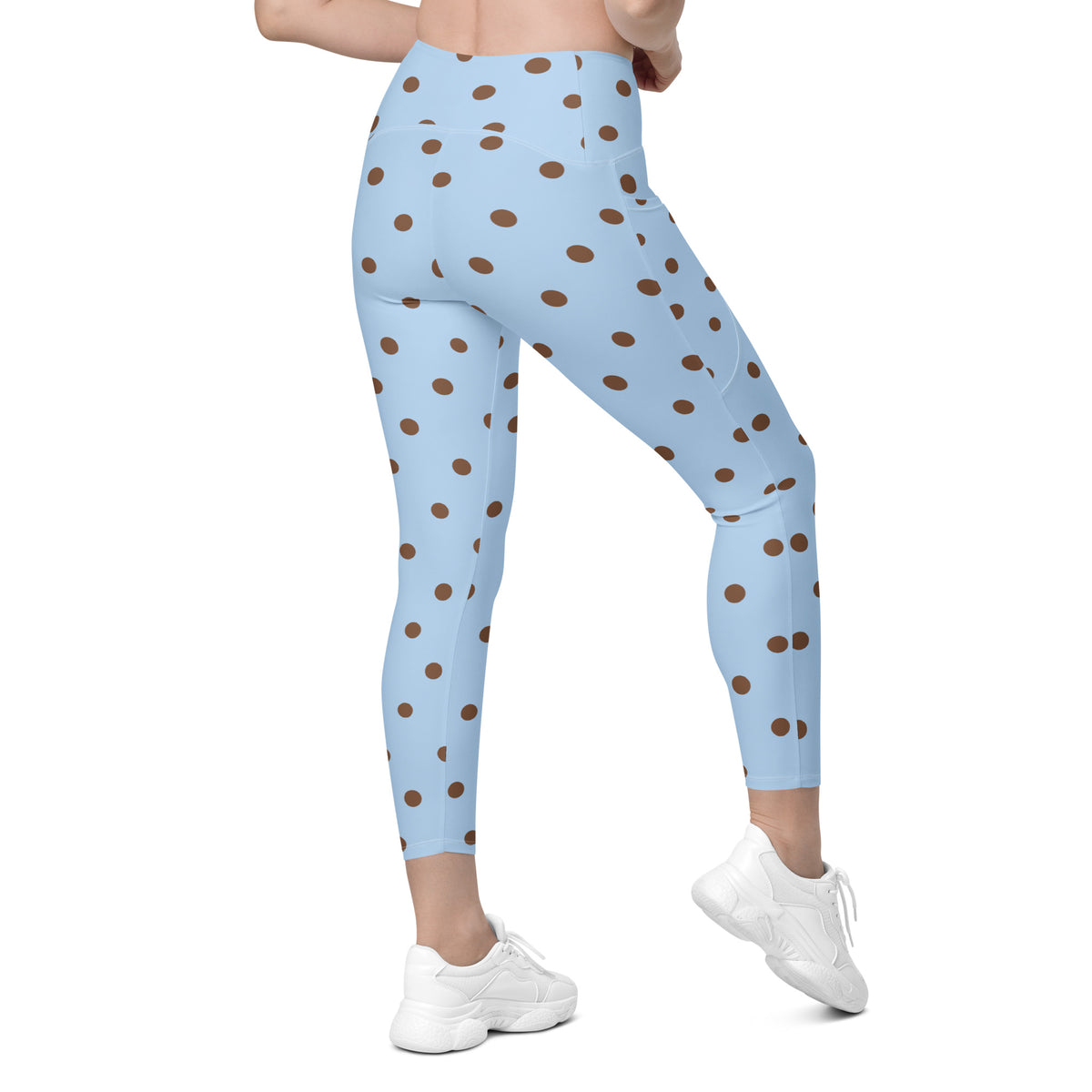 Baby Blue Cocoa Polka Dot Leggings With Pockets