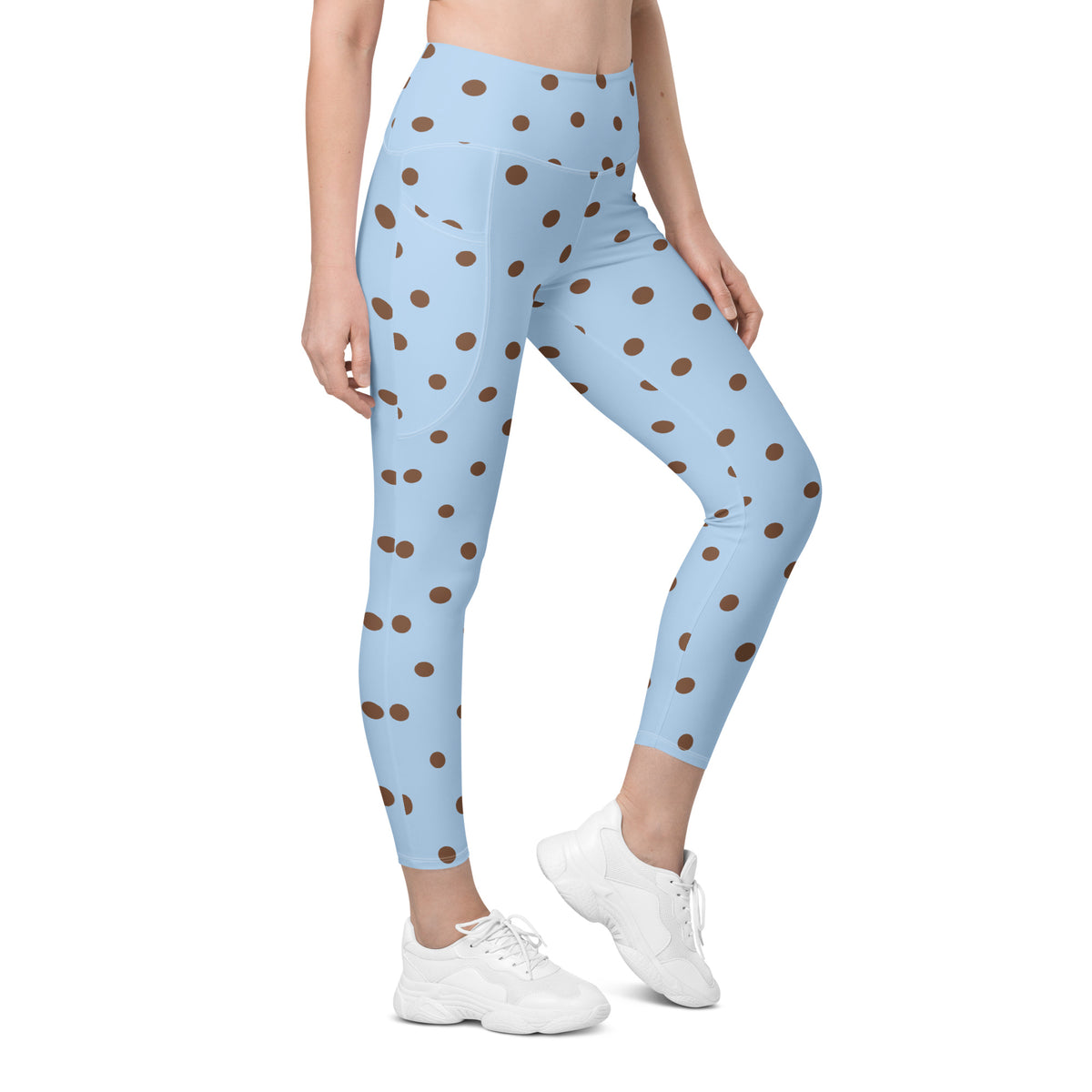Baby Blue Cocoa Polka Dot Leggings With Pockets