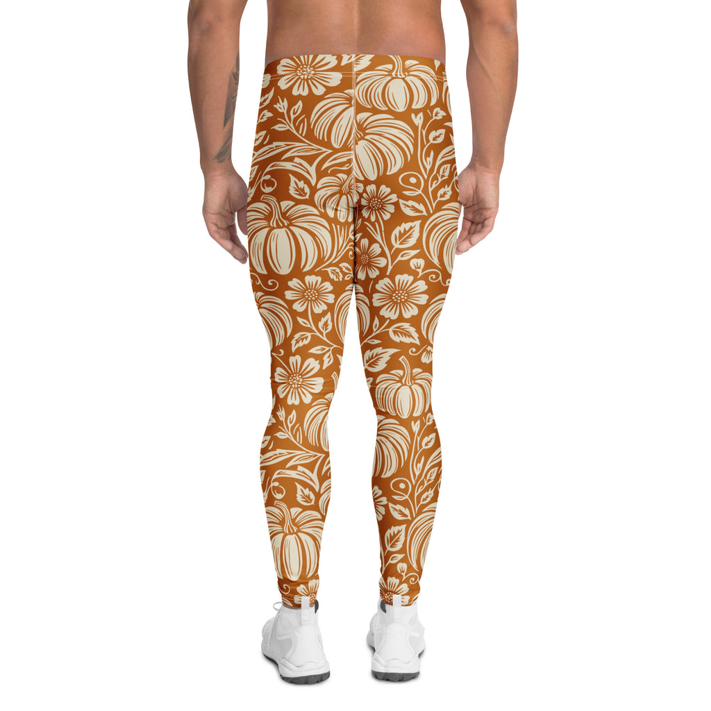 Thanksgiving Pumpkin Floral Men's Leggings