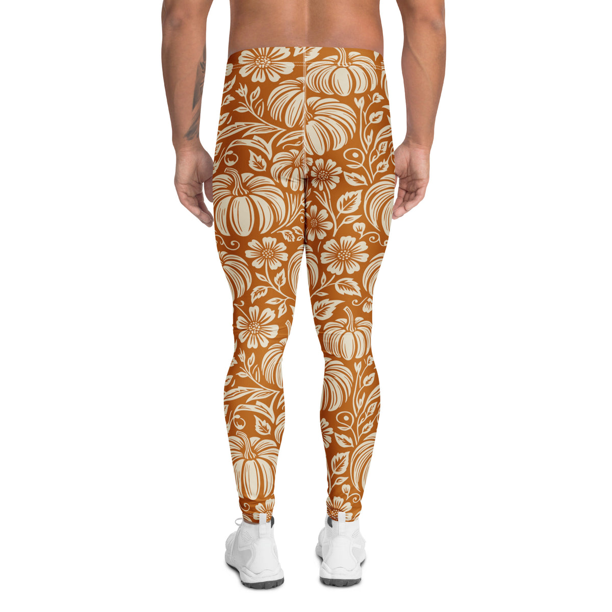 Thanksgiving Pumpkin Floral Men's Leggings
