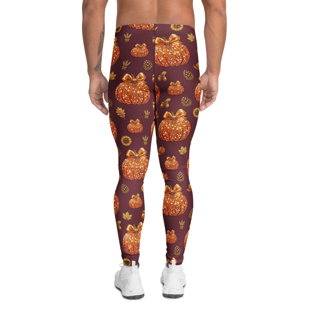 Printed Glitter Pumpkin Effect Men's Leggings