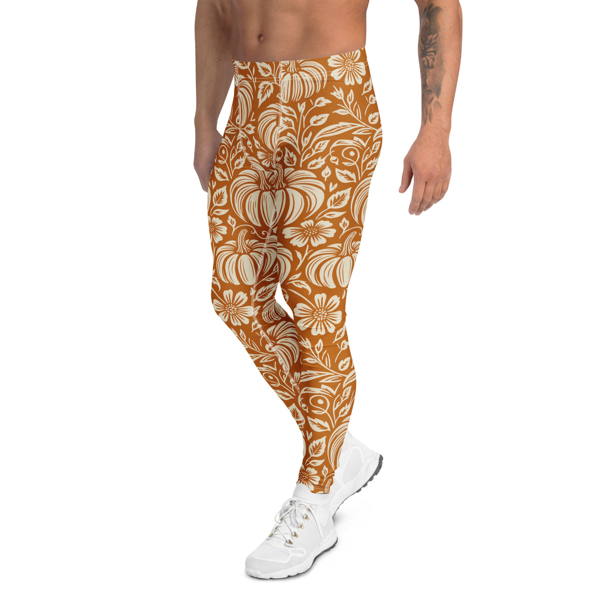 Thanksgiving Pumpkin Floral Men's Leggings