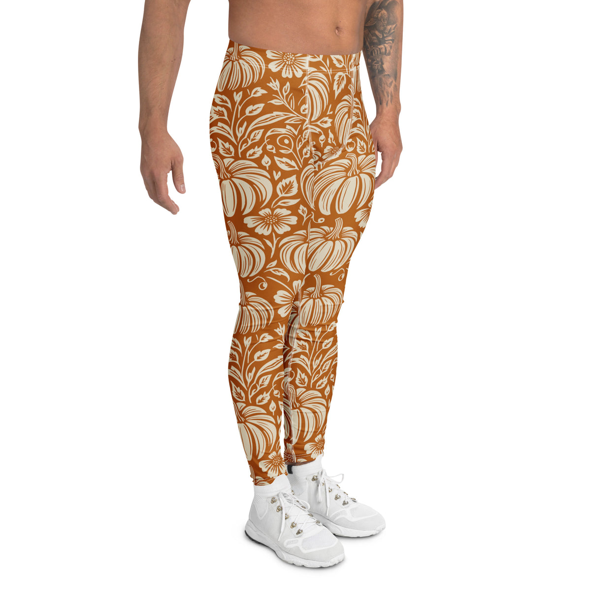 Thanksgiving Pumpkin Floral Men's Leggings