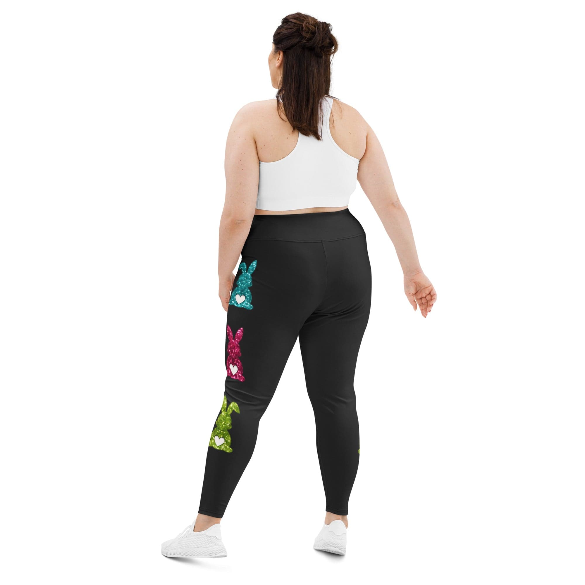 Printed Sparkle Effect Easter Plus Size Leggings