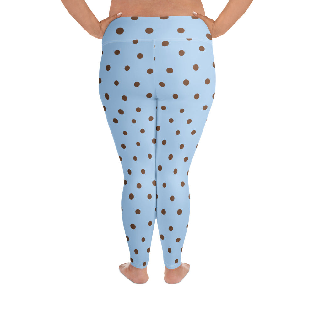 Baby Blue Cocoa Polka Dot Plus Size Leggings