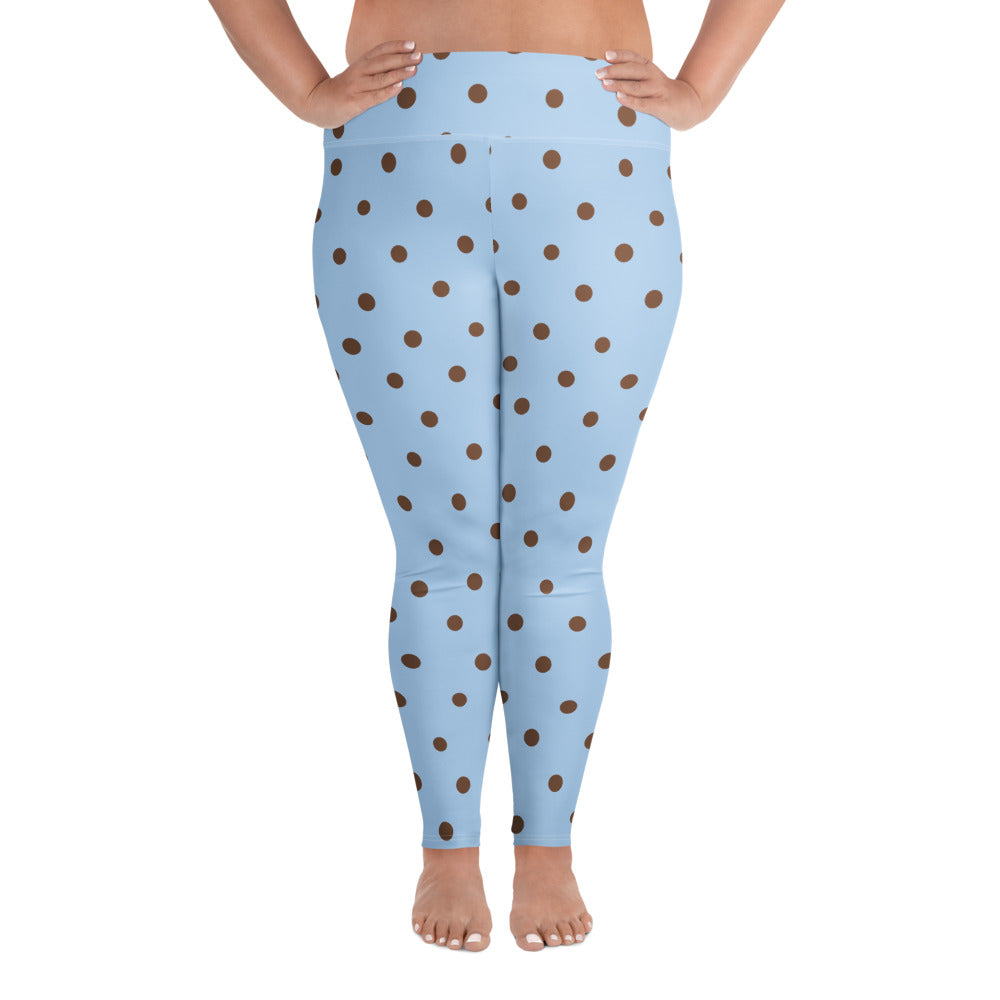 Baby Blue Cocoa Polka Dot Plus Size Leggings