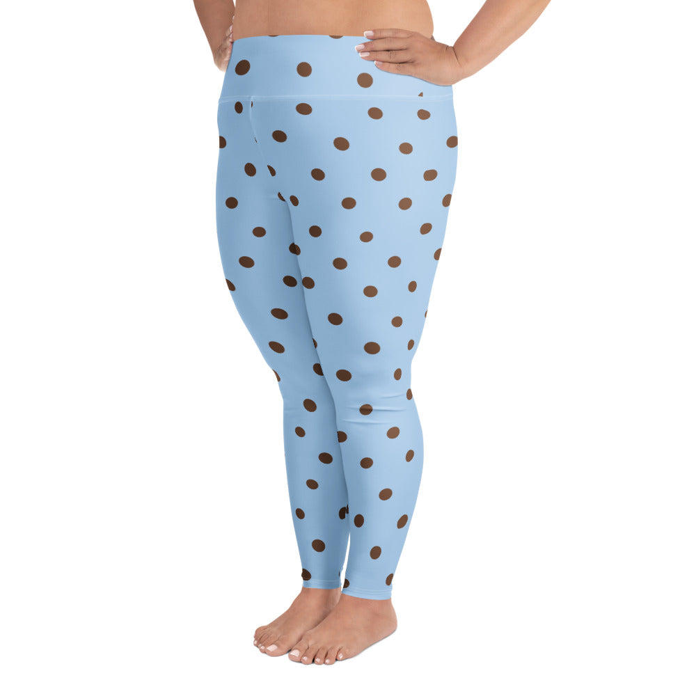 Baby Blue Cocoa Polka Dot Plus Size Leggings