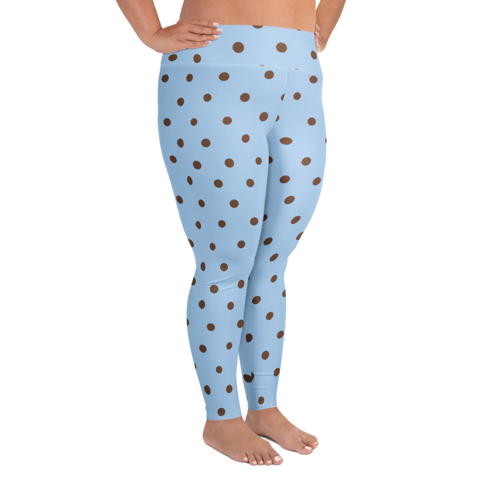 Baby Blue Cocoa Polka Dot Plus Size Leggings