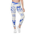 Cute Nautical Crossover Leggings With Pockets