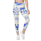 Cute Nautical Crossover Leggings With Pockets