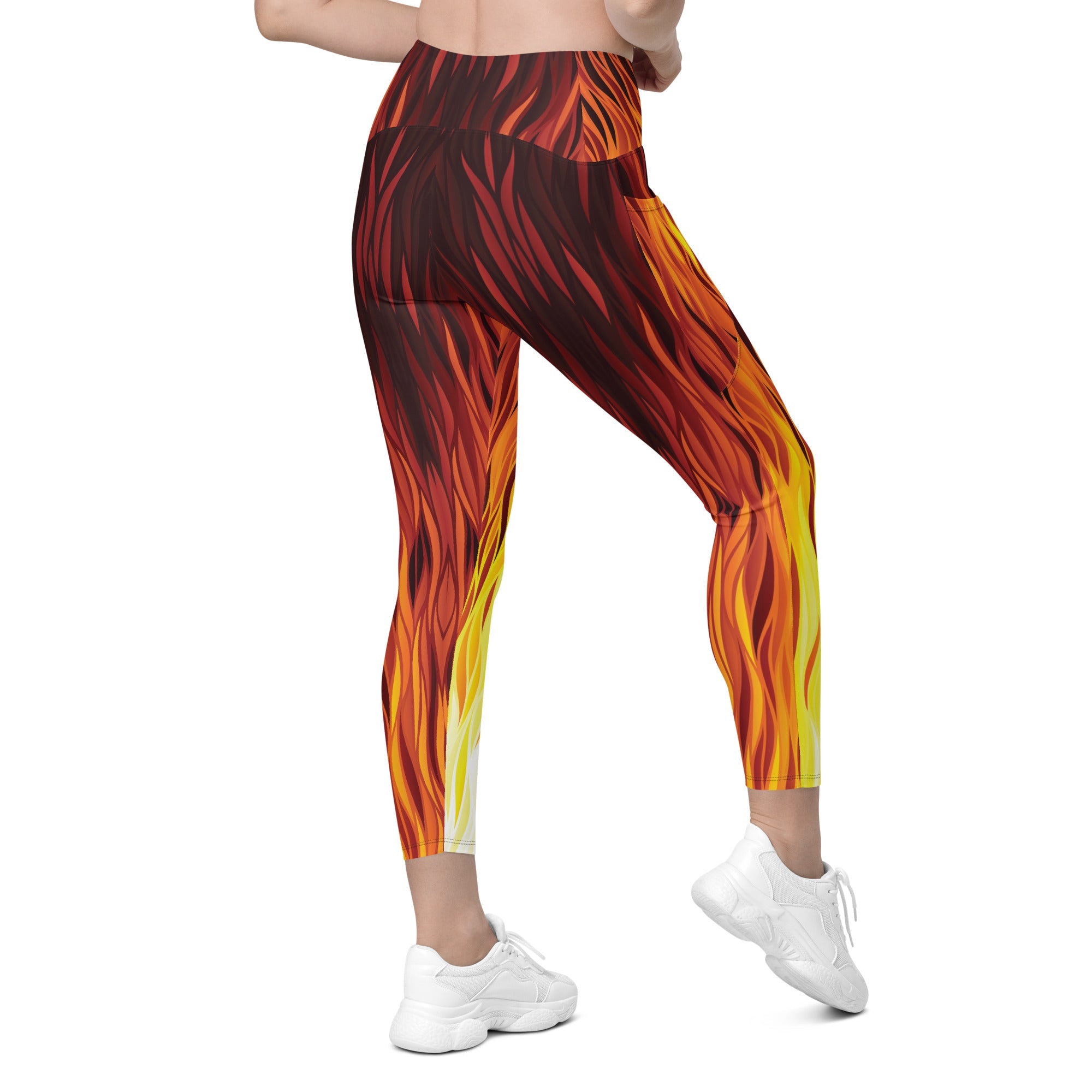 Fire Crossover Leggings With Pockets