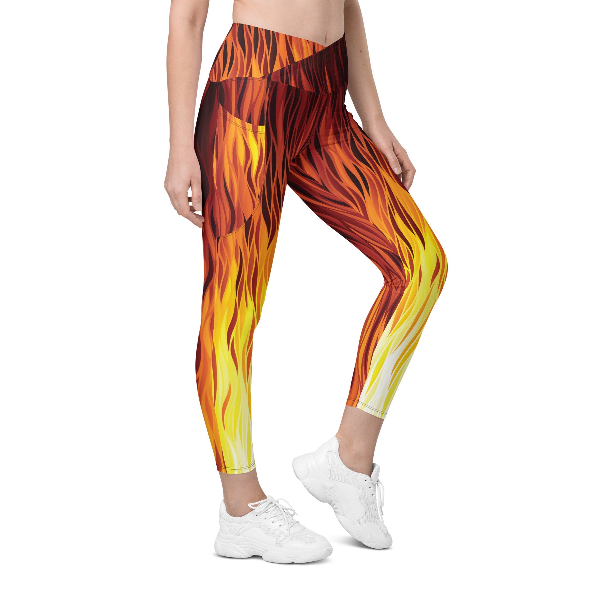 Fire Crossover Leggings With Pockets