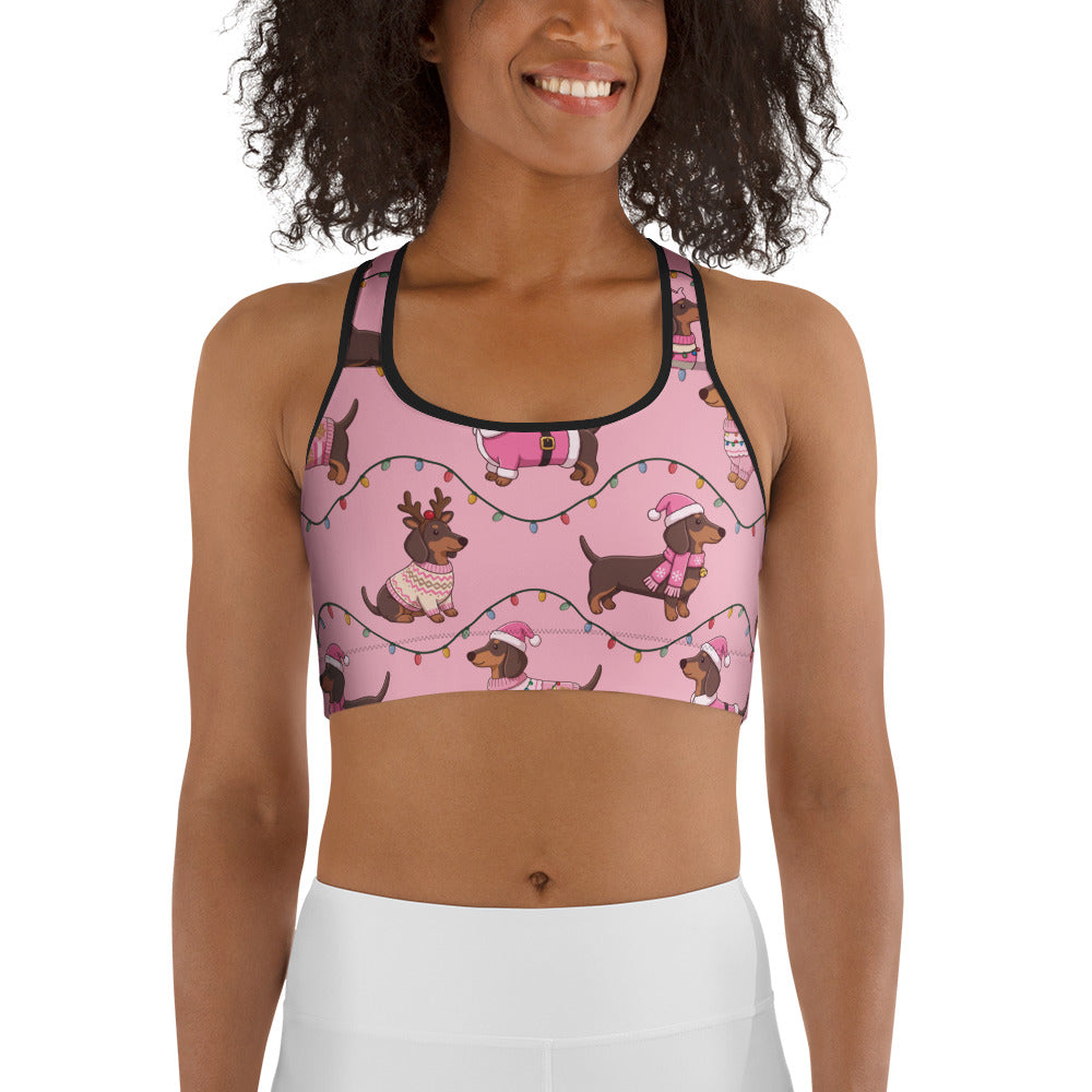 Deck The Dachshund Sports Bra